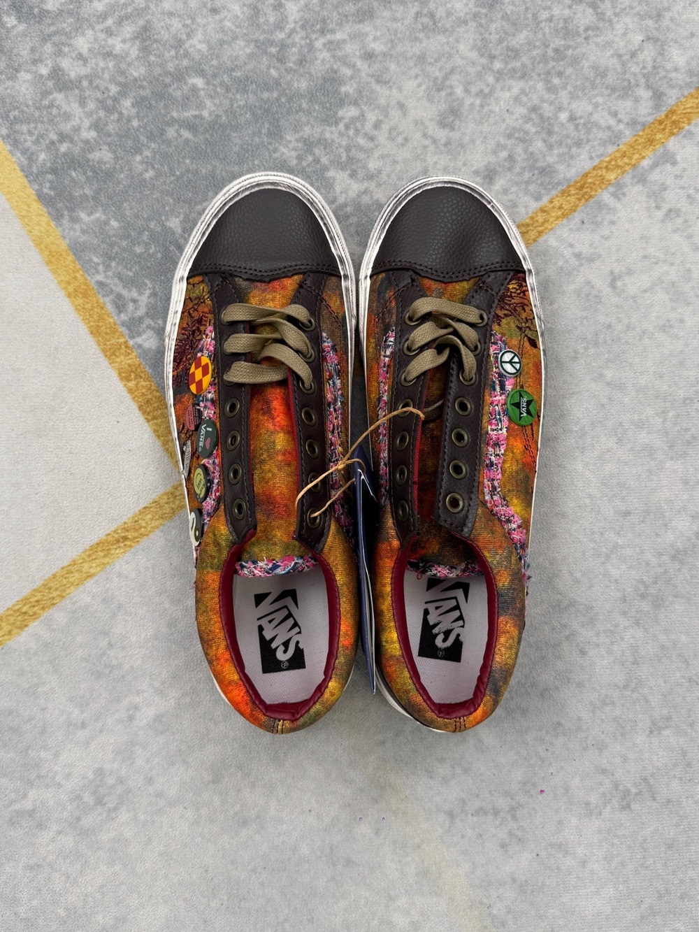 Vans Multicolor Tie-Dye Low Top Sneakers with Brown Accents - Picture 2 of 12
